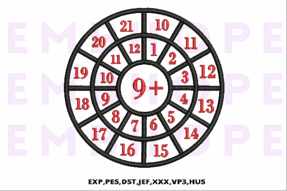 Addition Wheel 9: A Bright Embroidery Design for Small Business Merch