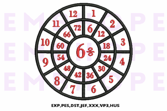 Division Wheel 6: A Bright Holiday Embroidery Design for Math Lovers