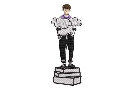 Head in the Clouds: A Thoughtful Embroidery Design for Dreamers and Readers